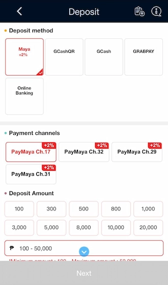 Step 2: Select the Maya deposit method